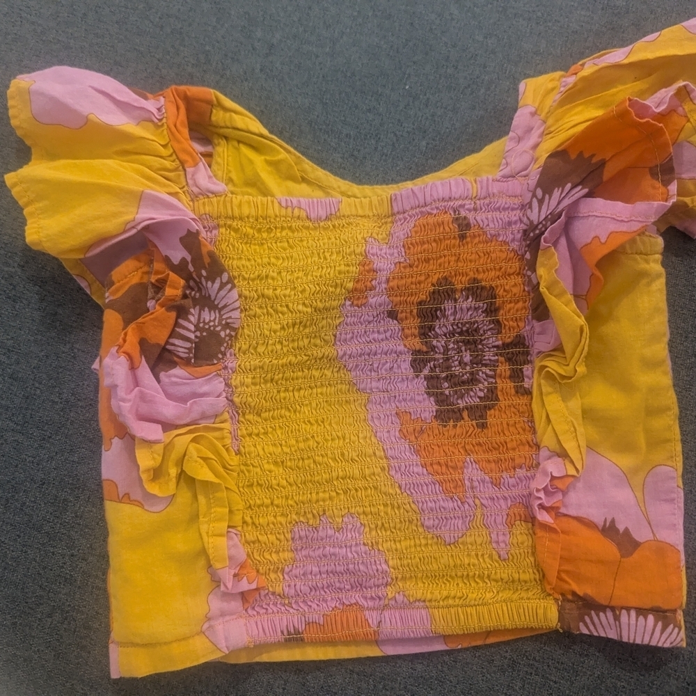 Pantaloons Junior Floral Ruffle Sleeve Top - Picture 2 of 3